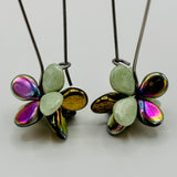Tami Earrings in Mix Green and Metallic Shine - Surgical Steel