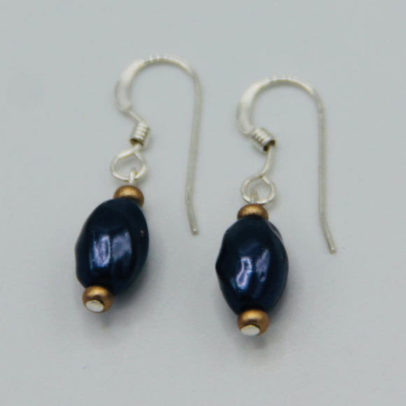 Penelope Earrings in Navy Pearl and Gold