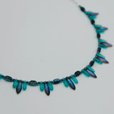 Rebecca Beaded Necklace in Matte Blue and Shiny Silver