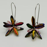 Eileen Earrings in Green and Pink Metallic - Surgical Steel