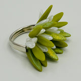 Wendy Ring in Lime Green with Shite Pearl