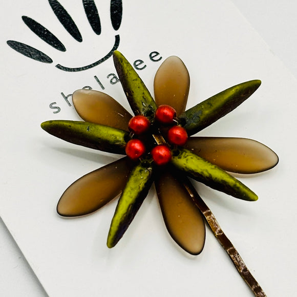 Harper Hair Pin in Brown/Green/Red