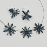 Eileen Earrings in Black and Blue Marble Design