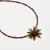 Longer Elizabeth Beaded Necklace in Autumn Browns, Greens and Red