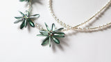 Anna Layered Necklace in Shiny Green with Pearls