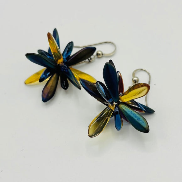 Emma Earrings in Denim Blue and Yellow