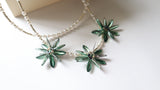 Anna Layered Necklace in Shiny Green with Pearls