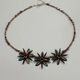 Anna Beaded Necklace in Golden Glow Purple and Green