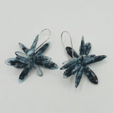 Eileen Earrings in Black and Blue Marble Design