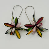 Eileen Earrings in Green and Pink Metallic - Surgical Steel
