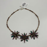 Anna Beaded Necklace in Golden Glow Purple and Green