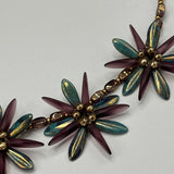 Anna Beaded Necklace in Golden Glow Purple and Green