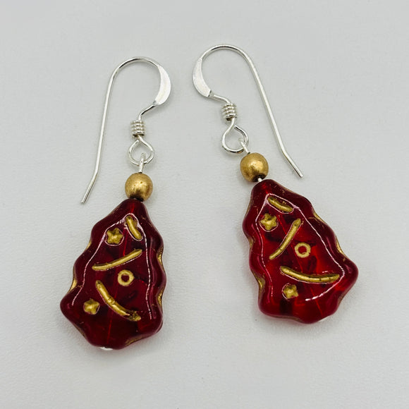 Holiday Earrings in Red and Gold