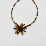 Elizabeth Beaded Necklace in Autumn Browns, Greens and Red