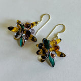 Mia Earrings in a Brown-Emerald Green-Multicolor Combo