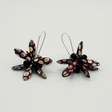 Eileen Earrings in Garnet Red with Metallic Dots and Black Accent