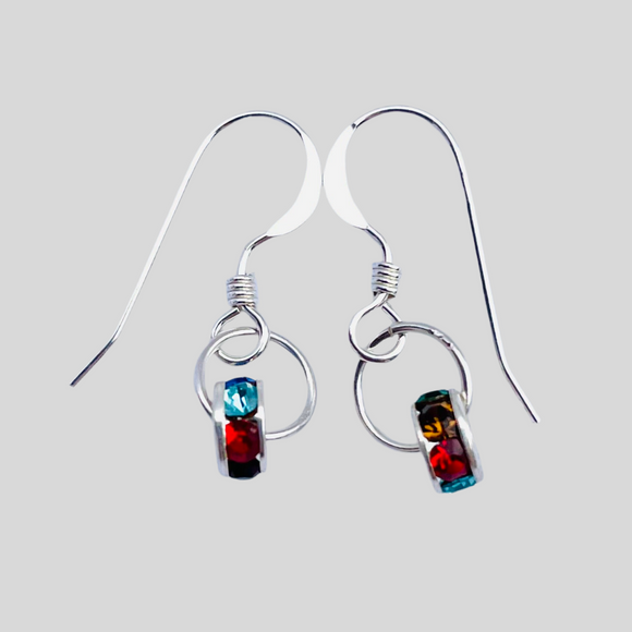 Emily Earrings in Rainbow Colors and Silver