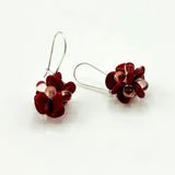 Mia Wave Earrings in Maroon - Sterling Silver