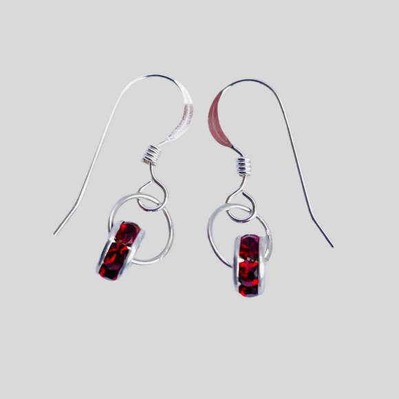 Emily Earrings in Red and Silver