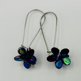 Tami Earrings in Metallic Shiny Navy Blue, Purple, and Green - Surgical Steel