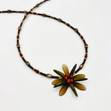 Longer Elizabeth Beaded Necklace in Autumn Browns, Greens and Red