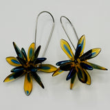 Eileen Earrings in Navy Blue and Gold - Surgical Steel