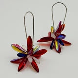 Eileen Earrings in Shiny Red with Blue and White - Surgical Steel