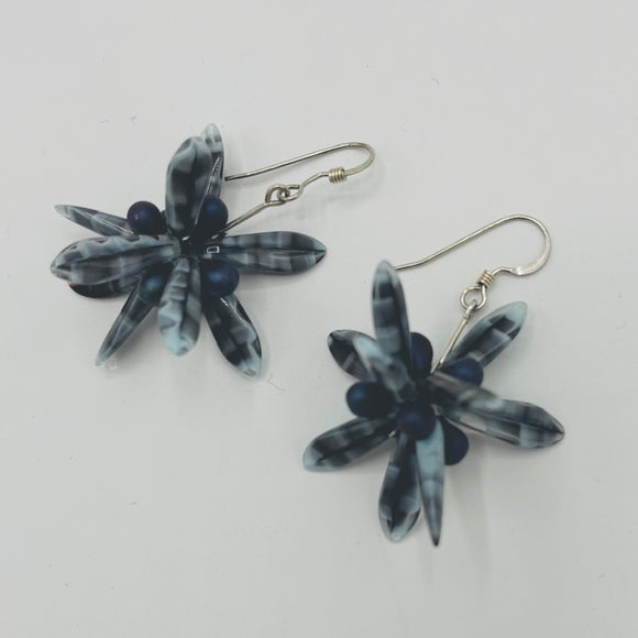 Emma Earrings in Blue Marble
