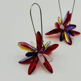 Eileen Earrings in Shiny Red with Blue and White - Surgical Steel