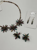 Anna Beaded Necklace in Golden Glow Purple and Green