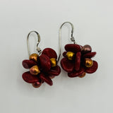 Mia Wave Earrings in Maroon and Gold - Sterling Silver