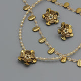 Andrea Necklace in Matte Gold and Pearls