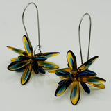 Eileen Earrings in Navy Blue and Gold - Surgical Steel