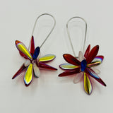 Eileen Earrings in Shiny Red with Blue and White - Surgical Steel
