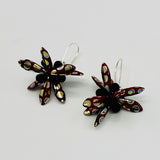 Eileen Earrings in Garnet Red with Metallic Dots and Black Accent