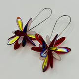 Eileen Earrings in Shiny Red with Blue and White - Surgical Steel