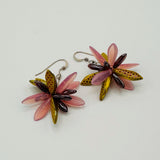 Emma Earrings in Pink and Yellow Laser Dragon Skin with Purple Shine