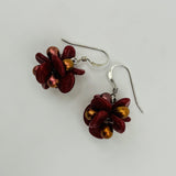 Mia Wave Earrings in Maroon and Gold - Sterling Silver