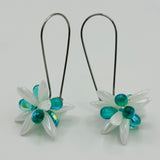 Mia Earrings in Shiny White with Turquoise - Surgical Steel