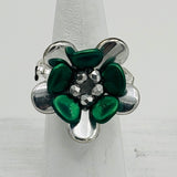 Poppy Ring in Velvet Green and Silver