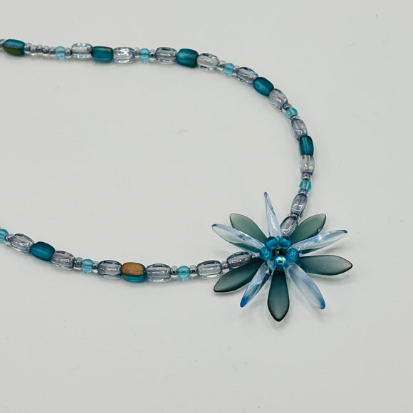 Long Elizabeth Beaded Necklace in Blue