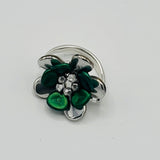 Poppy Ring in Velvet Green and Silver