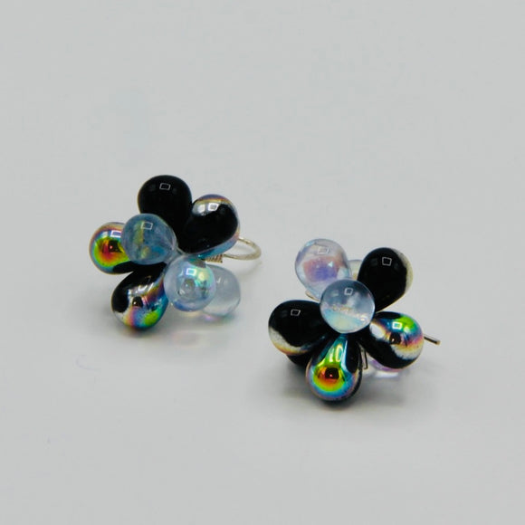 Tracy Earrings in Shiny Black and Light Blue