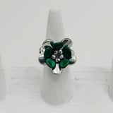 Poppy Ring in Velvet Green and Silver