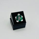 Poppy Ring in Velvet Green and Silver