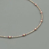 Kylie Necklace in Silver and Pearls with Pink Accents