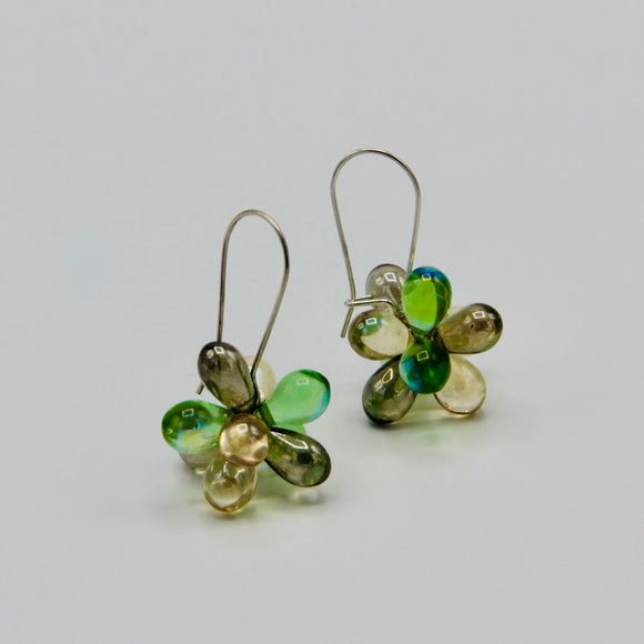 Tracy Earrings in Pastel Green and Beige