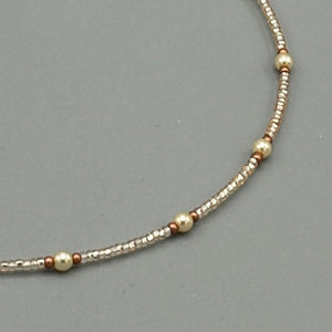 Kylie Necklace in Silver and Pearls with Copper Accent