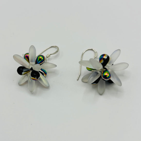 Mia Earrings in Matte White and Silver