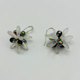 Mia Earrings in Matte White and Silver